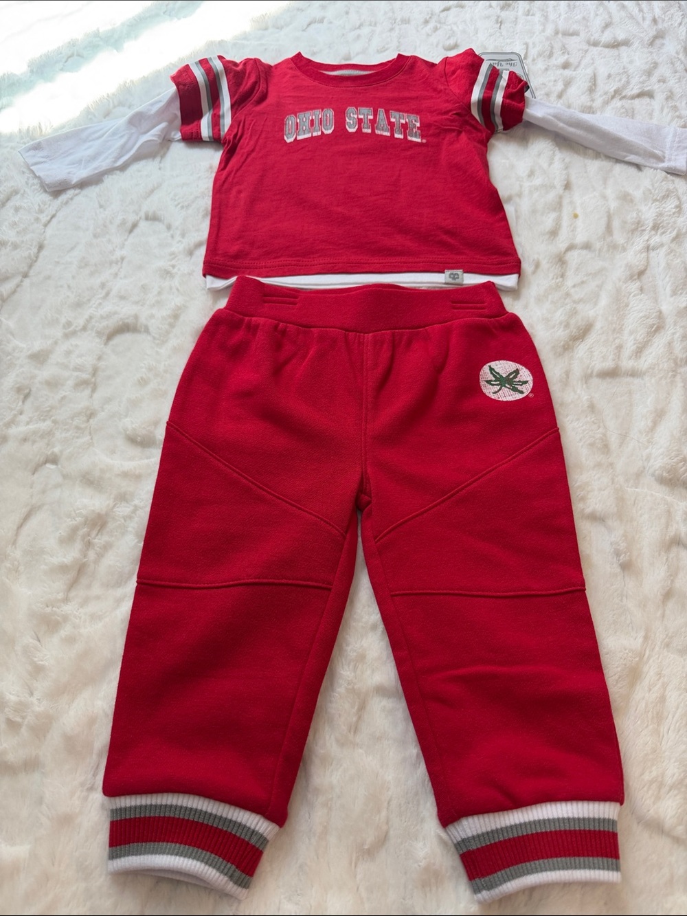Ohio State Red Infant Fleece Bottoms - Athletic Joggers Set Size 6-12 Months .